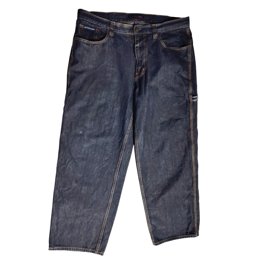 US Polo Assn Mens 38x30 Dark Wash Relaxed Straight Leg Y2K Vintage Jeans - Picture 1 of 9